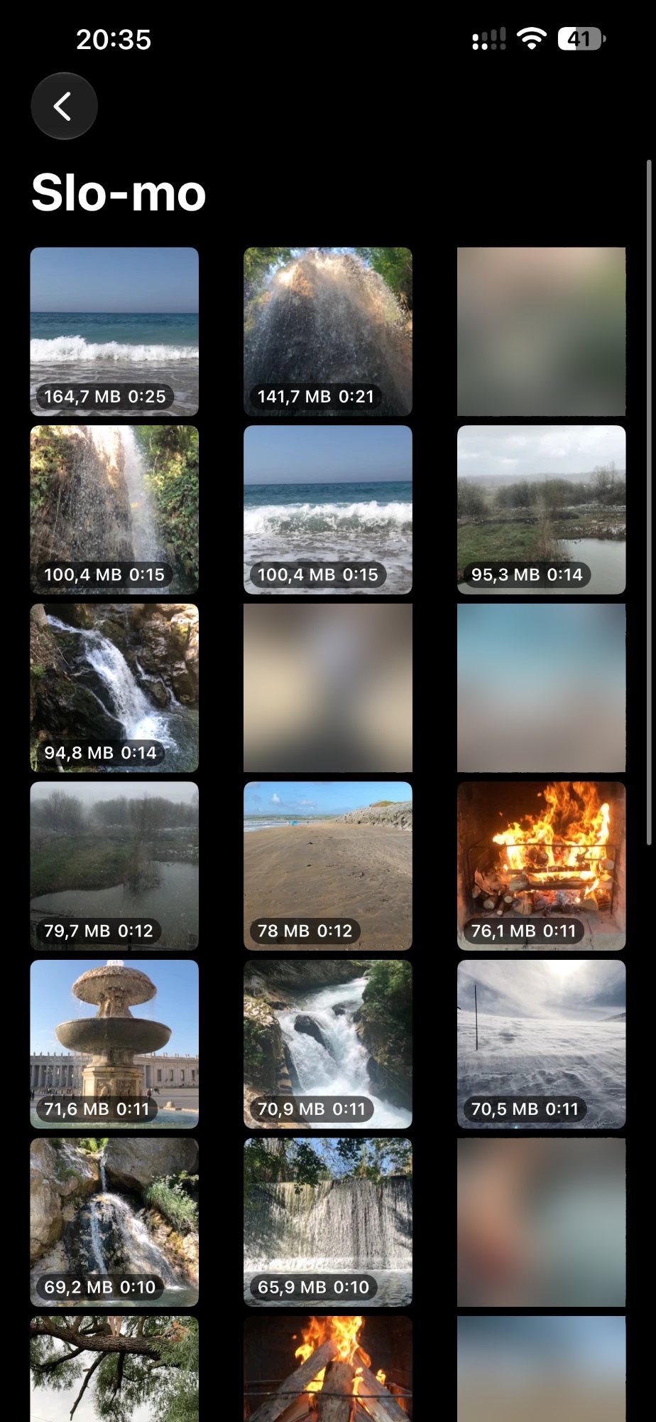 Slo-mo videos sorted by size