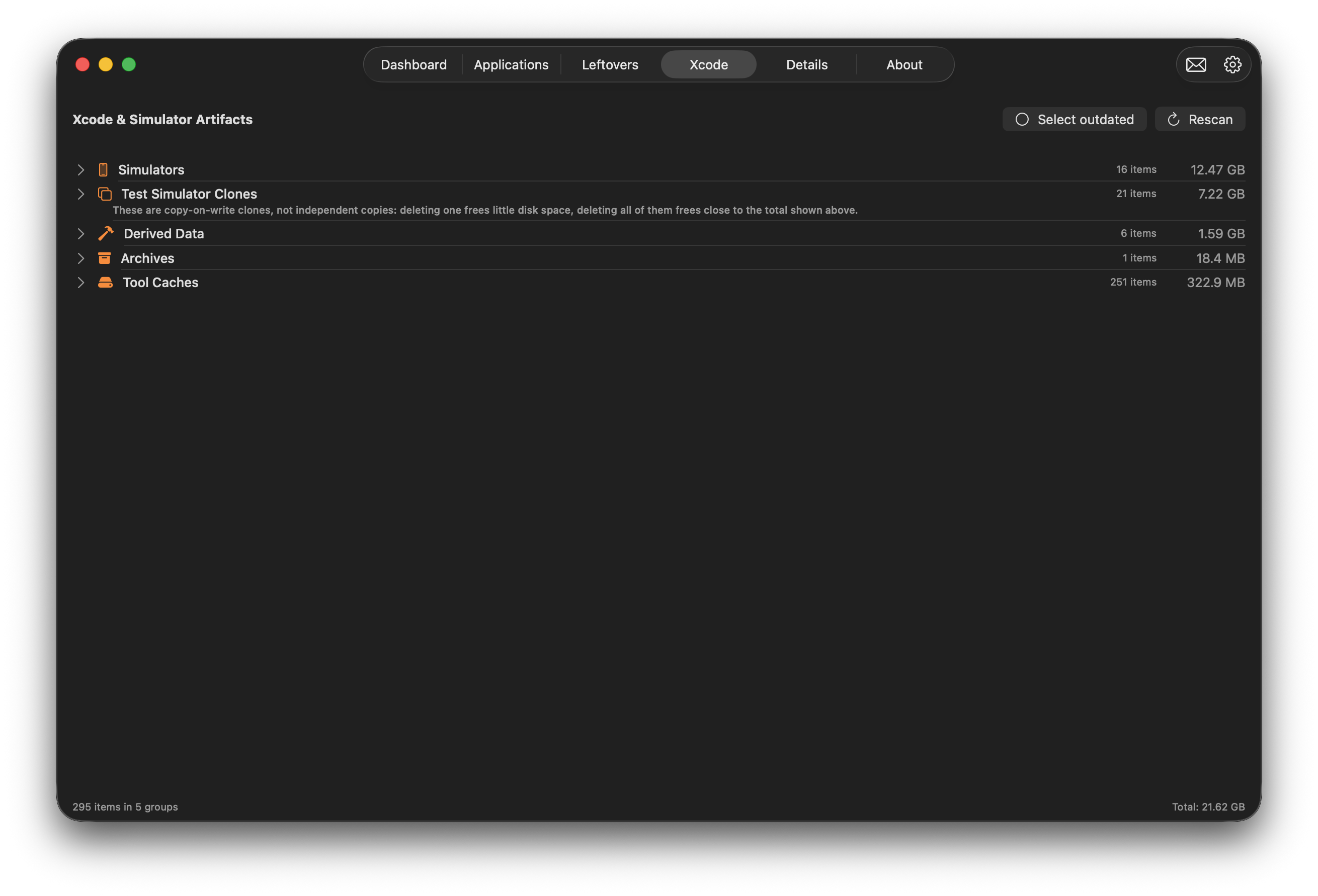 Xcode & Simulator Artifacts in OverClean